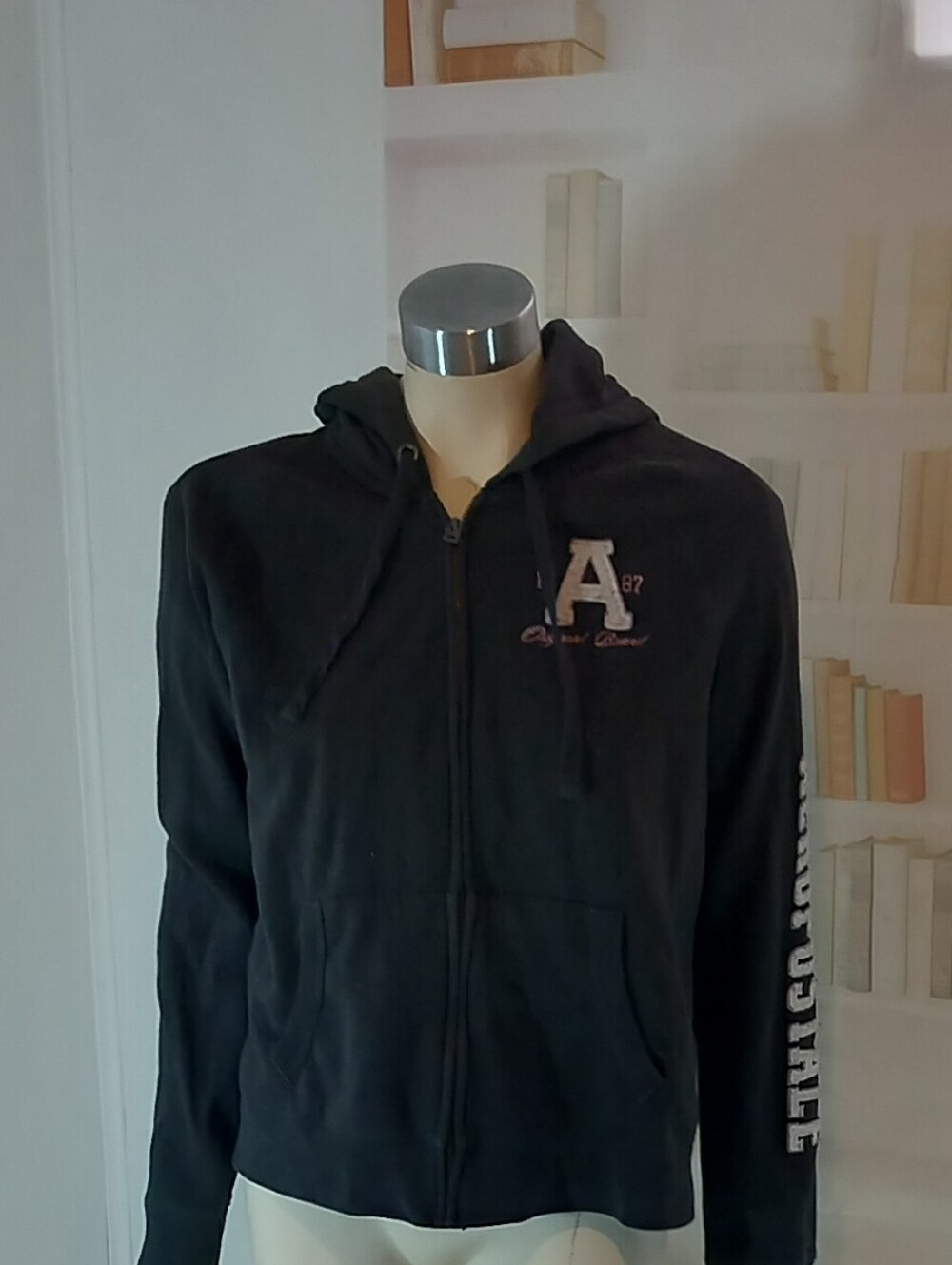Aeropostale Black Zip-Up Hoodie with 'A' Patch